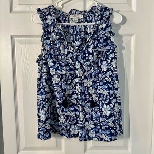 Vineyard Vines Blue Floral Ruffle Blouse